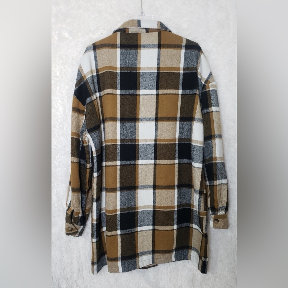 SHEIN Women’s Checkered Shirt Jacket in Black, Brown, and White Size XL - Picture 2 of 8